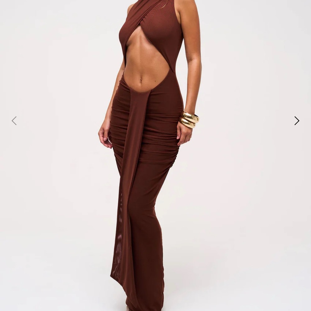 MURCI KAIA Brown Cut-Out Maxi Dress